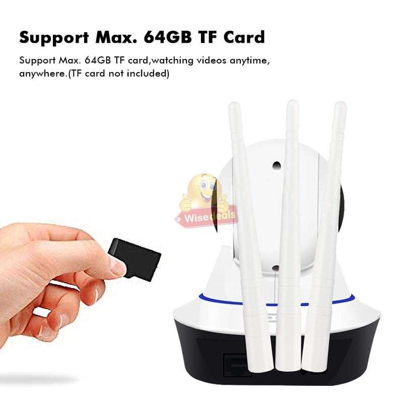 3 Antenna 1080P Wireless WIFI Surveillance IP Camera, Night Vision, Motion Detection, Two-way talk