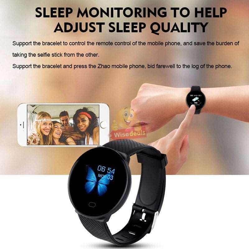 Bluetooth Fitness Smart Watch - Monitor Heart Rate, Blood Pressure, Blood Oxygen, Calorie, Distance