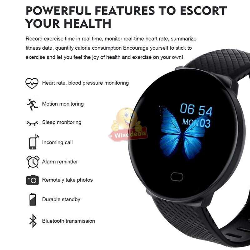 Bluetooth Fitness Smart Watch - Monitor Heart Rate, Blood Pressure, Blood Oxygen, Calorie, Distance