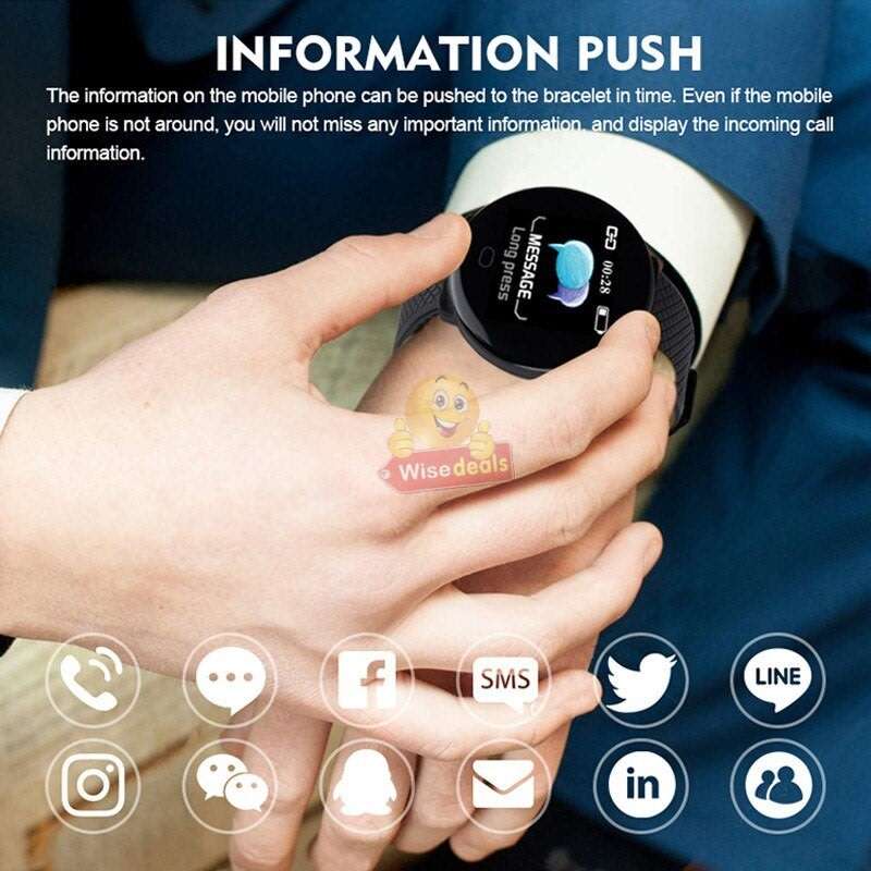 Bluetooth Fitness Smart Watch - Monitor Heart Rate, Blood Pressure, Blood Oxygen, Calorie, Distance