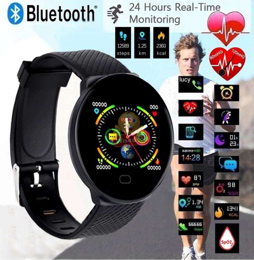 Bluetooth Fitness Smart Watch - Monitor Heart Rate, Blood Pressure, Blood Oxygen, Calorie, Distance