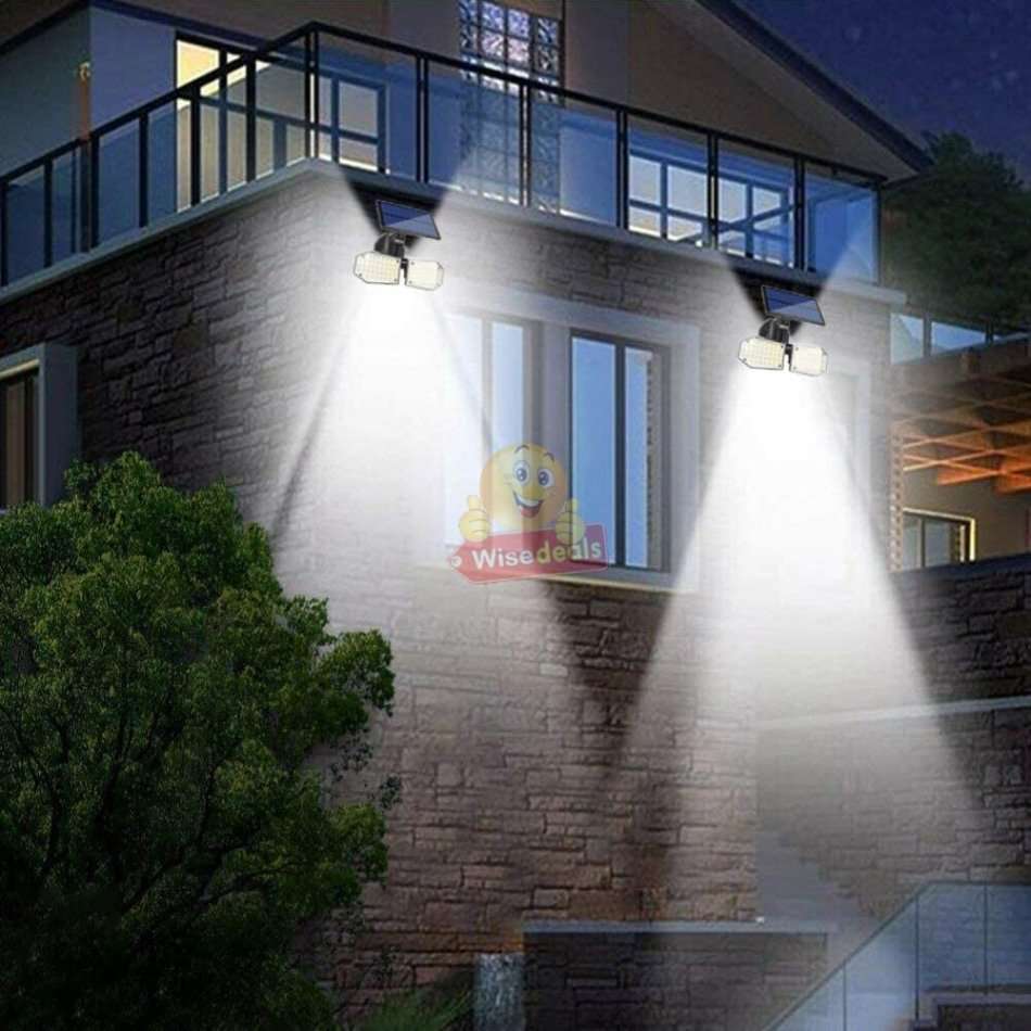 30W Solar Flood Light, 78 LED, 2 adjustable heads, 3 modes, 1500LM, 2000mAH battery