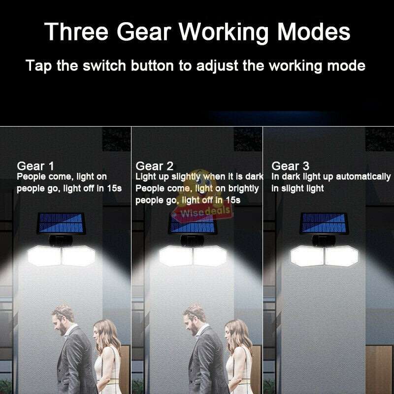 30W Solar Flood Light, 78 LED, 2 adjustable heads, 3 modes, 1500LM, 2000mAH battery