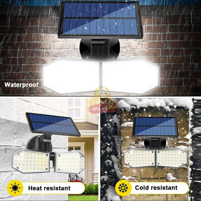 30W Solar Flood Light, 78 LED, 2 adjustable heads, 3 modes, 1500LM, 2000mAH battery