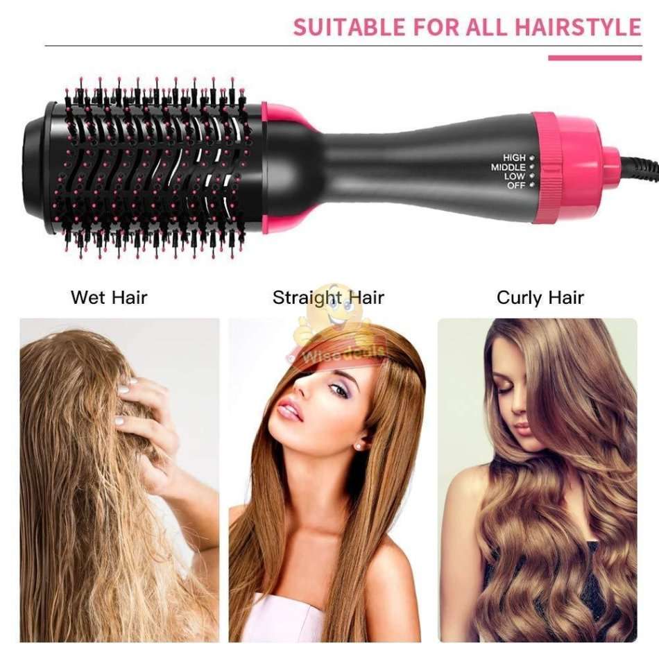 3-IN1 Hair Dryer, Straighter & Brush, Suitable for all Hair Types Wet or Dry