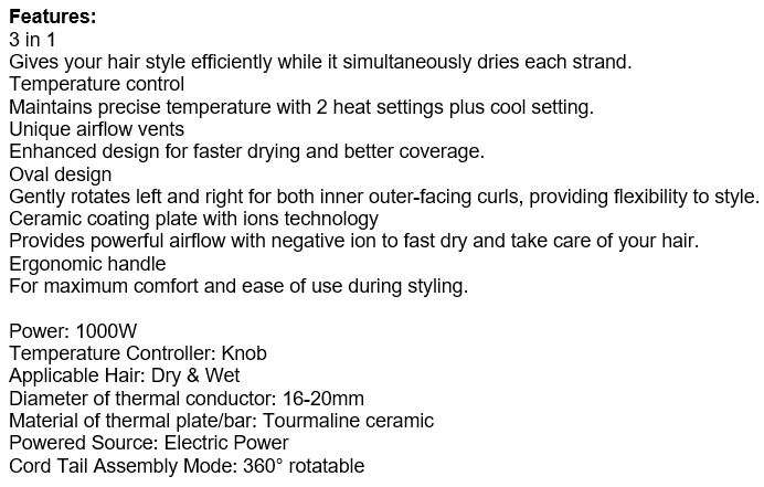 3-IN1 Hair Dryer, Straighter & Brush, Suitable for all Hair Types Wet or Dry
