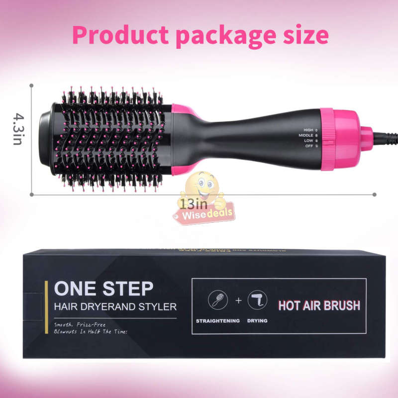 3-IN1 Hair Dryer, Straighter & Brush, Suitable for all Hair Types Wet or Dry