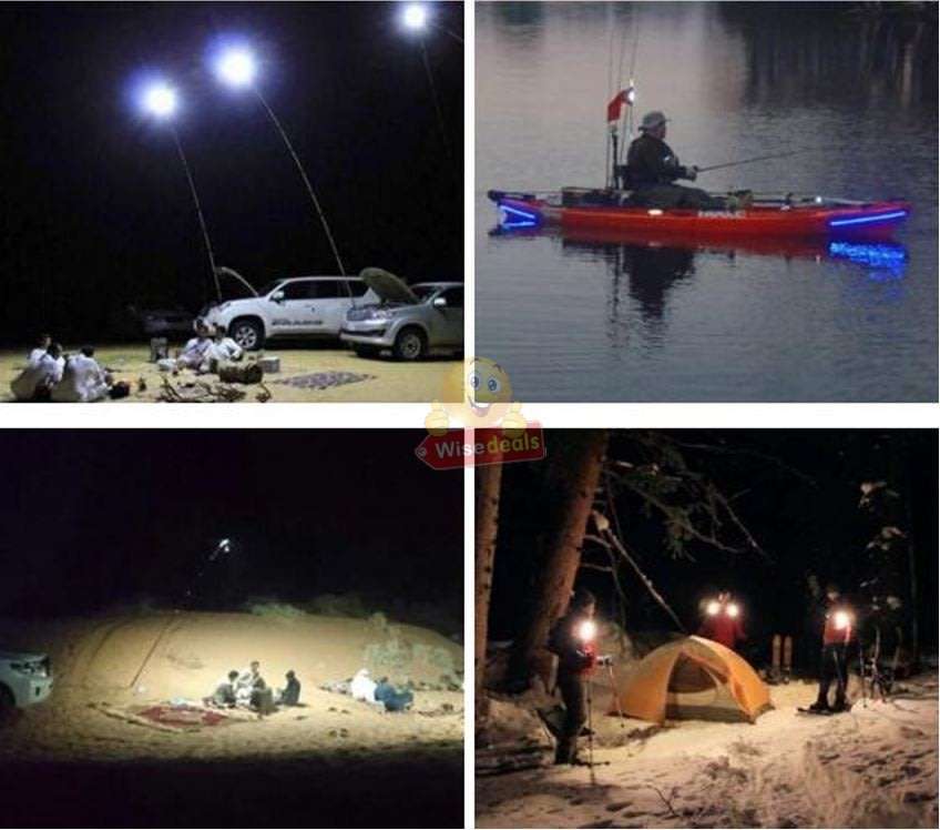 500W COB Adjustable Fishing Rod Light, DC 12V, Perfect for Fishing, Camping, Outdoor Lightening etc.