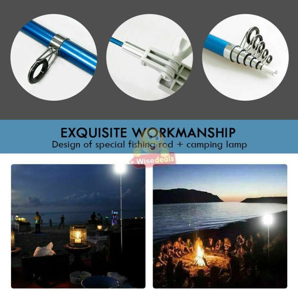 500W COB Adjustable Fishing Rod Light, DC 12V, Perfect for Fishing, Camping, Outdoor Lightening etc.