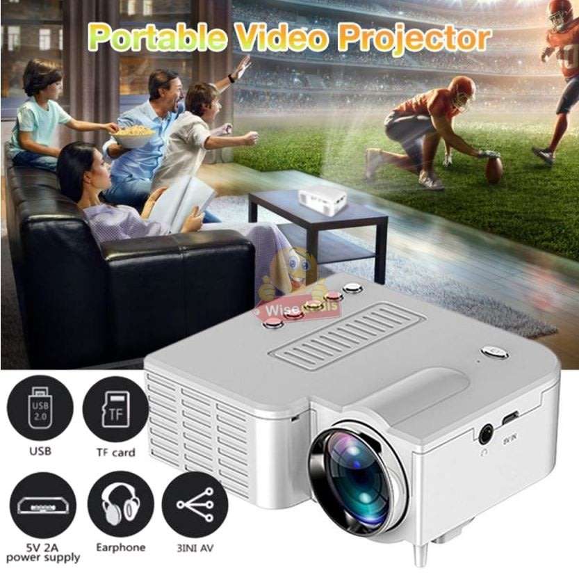 Mini Portable Projector with USB, AV. SD Card & Headphones Functions