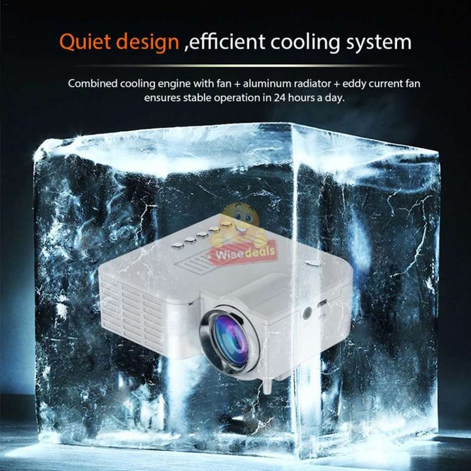 Mini Portable Projector with USB, AV. SD Card & Headphones Functions