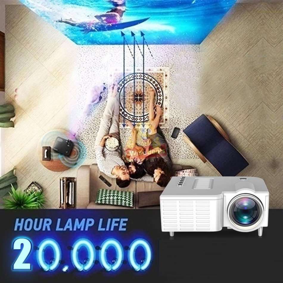 Mini Portable Projector with USB, AV. SD Card & Headphones Functions