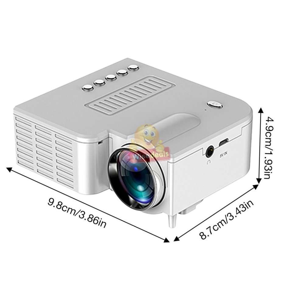 Mini Portable Projector with USB, AV. SD Card & Headphones Functions