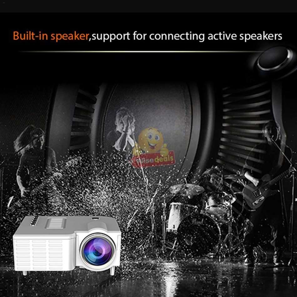 Mini Portable Projector with USB, AV. SD Card & Headphones Functions