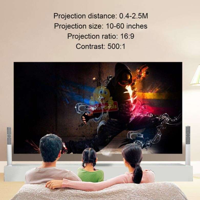 Mini Portable Projector with USB, AV. SD Card & Headphones Functions