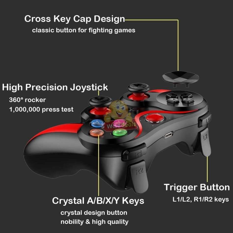 Wireless Bluetooth Mobile Game Controller, Android, IOS, Windows PC, Laptop, TV, No Third-party APP