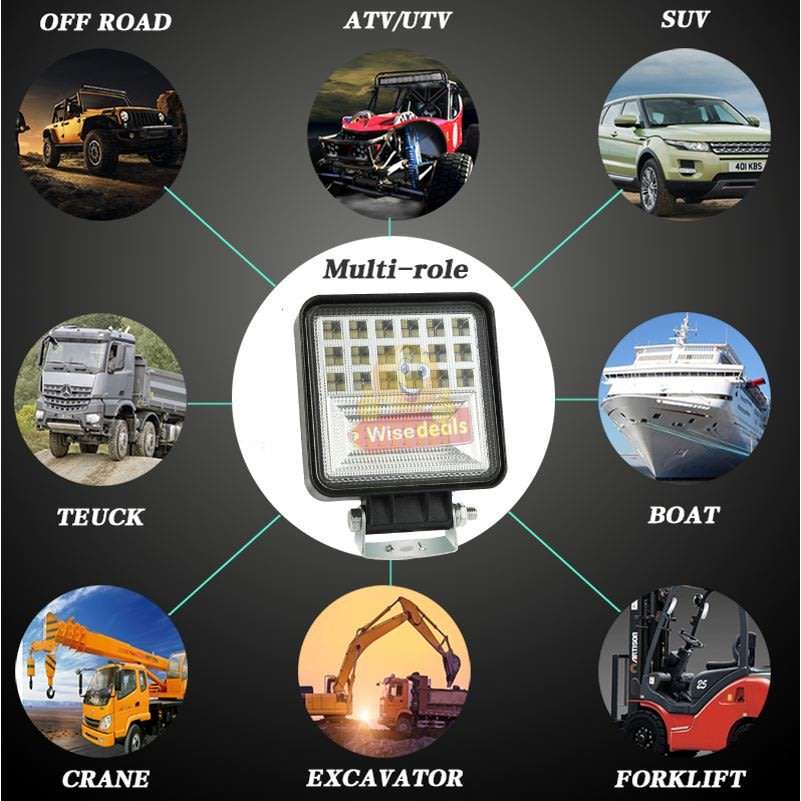 4 Inch 126W Super Bright Square LED Spot / Work Light Waterproof, Rustproof etc.