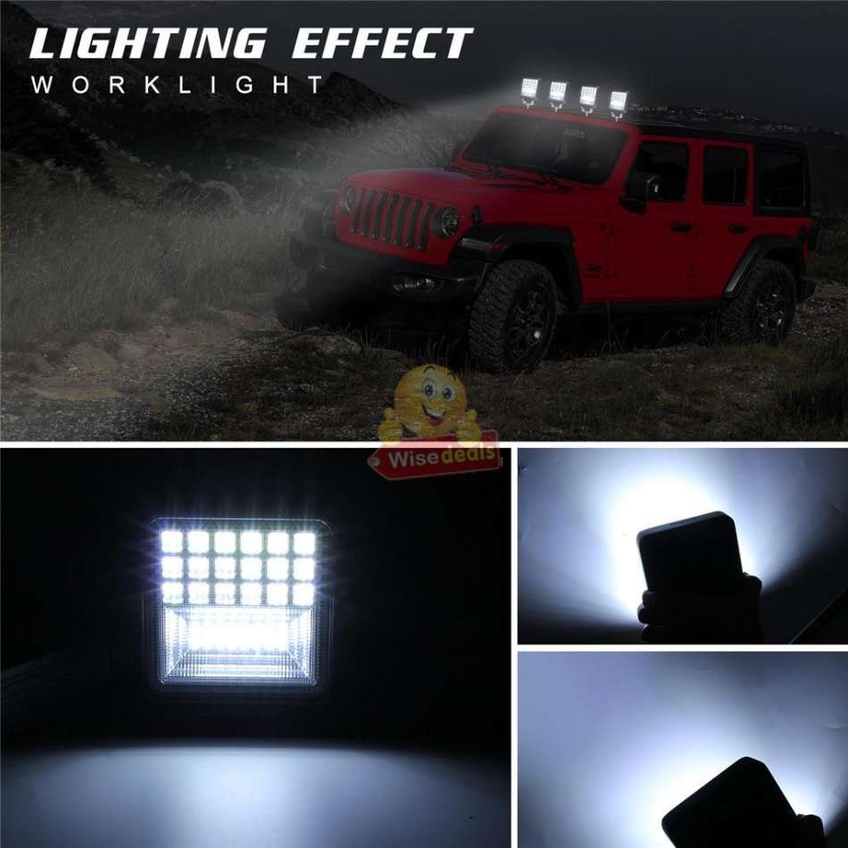 4 Inch 126W Super Bright Square LED Spot / Work Light Waterproof, Rustproof etc.