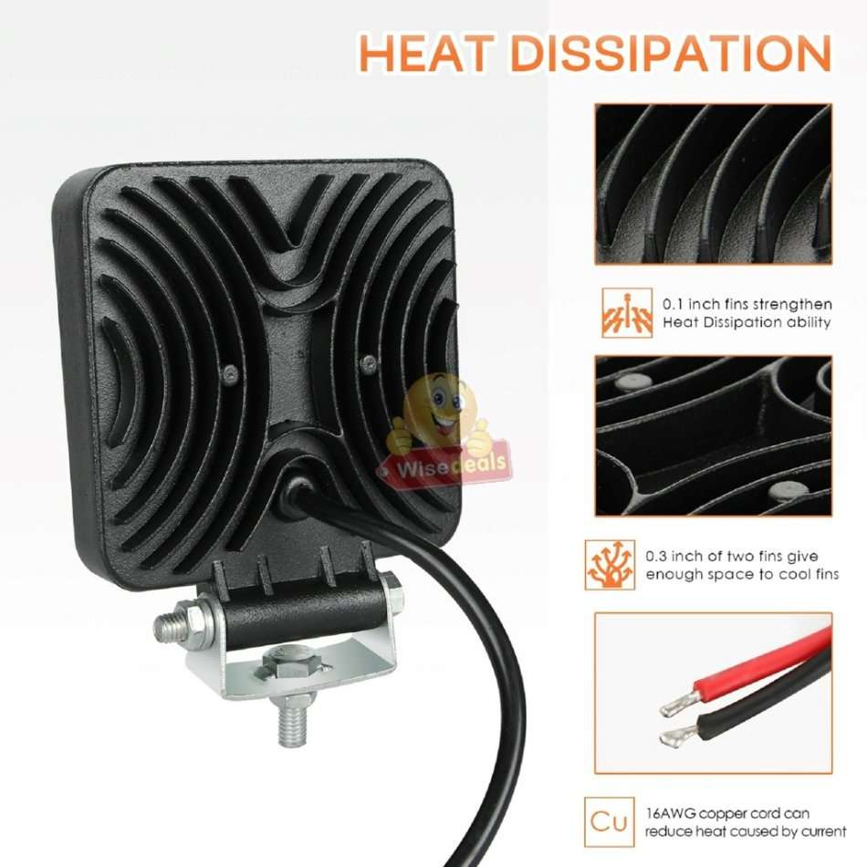 4 Inch 126W Super Bright Square LED Spot / Work Light Waterproof, Rustproof etc.