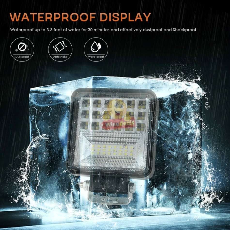 4 Inch 126W Super Bright Square LED Spot / Work Light Waterproof, Rustproof etc.