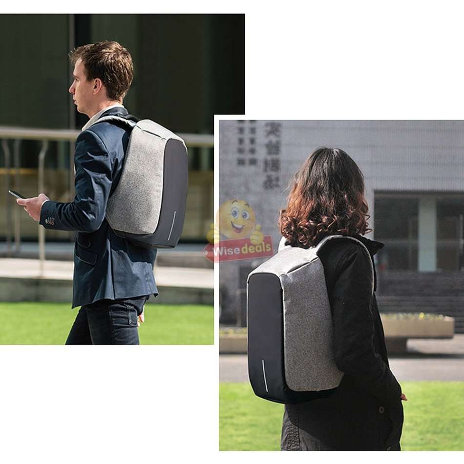 Anti-Theft Backpack with USB interface for mobile charging, zipper not visible for anyone to open