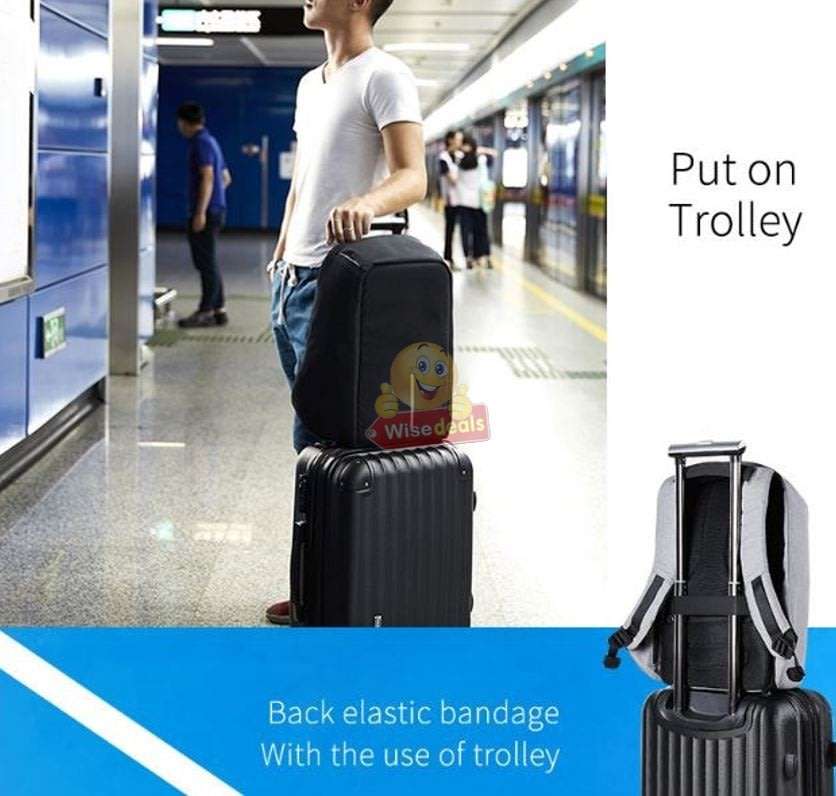 Anti-Theft Backpack with USB interface for mobile charging, zipper not visible for anyone to open