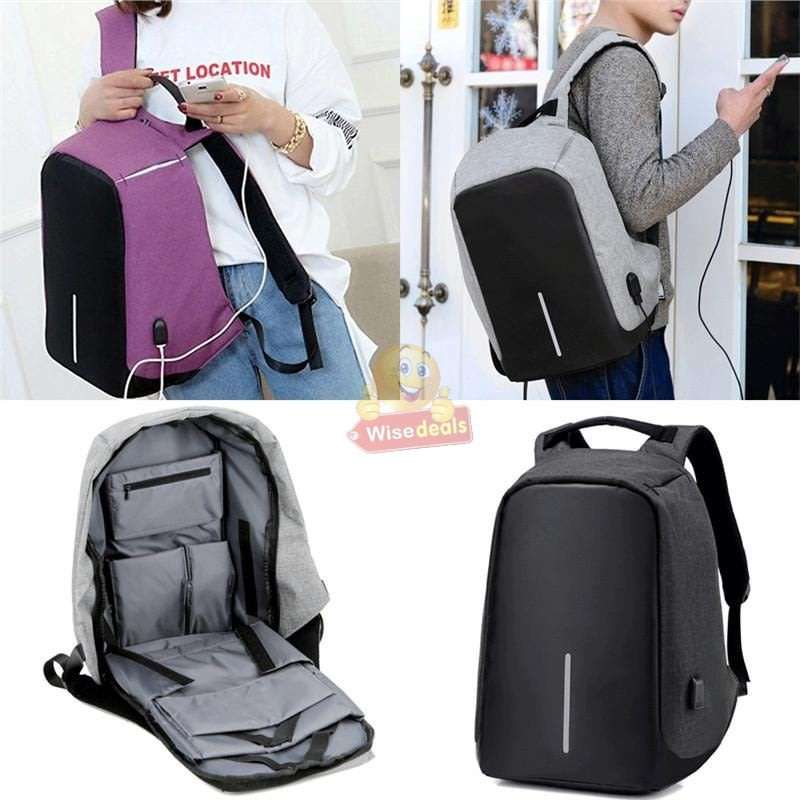 Anti-Theft Backpack with USB interface for mobile charging, zipper not visible for anyone to open