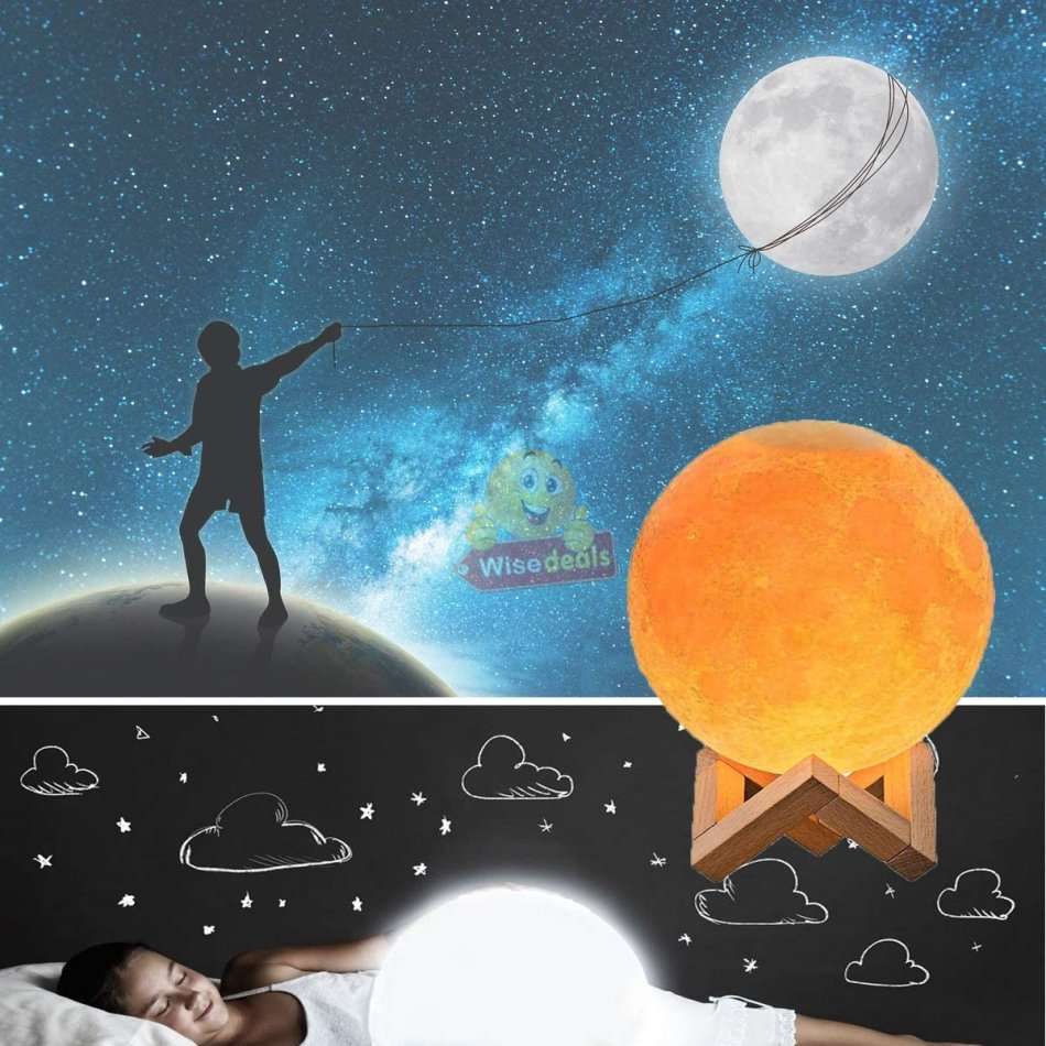 3D Moon Lamp Humidifier, 3 Colour Night Light, Automatic Power-off Protection, Touch Control, Quiet
