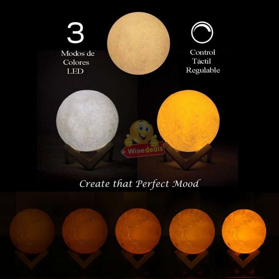 3D Moon Lamp Humidifier, 3 Colour Night Light, Automatic Power-off Protection, Touch Control, Quiet