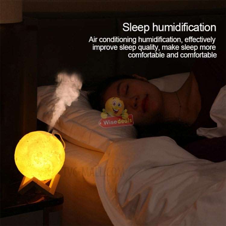 3D Moon Lamp Humidifier, 3 Colour Night Light, Automatic Power-off Protection, Touch Control, Quiet