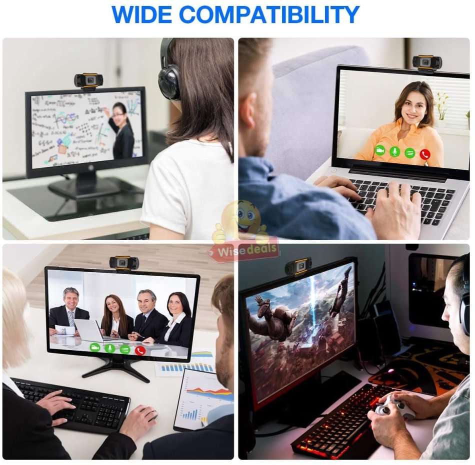 720P Full HD Webcam, High Resolution COMS colour sensors, Video Mode, Auto Focus, Microphone etc.