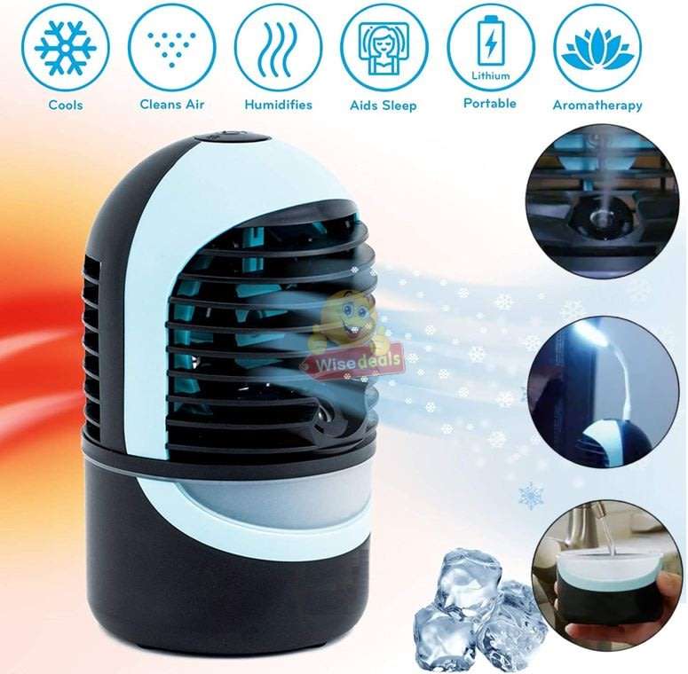 Ultra Chill Personal Cooler & Humidifier, Improves Air Quality, Aroma Diffuser, LED Reading Light