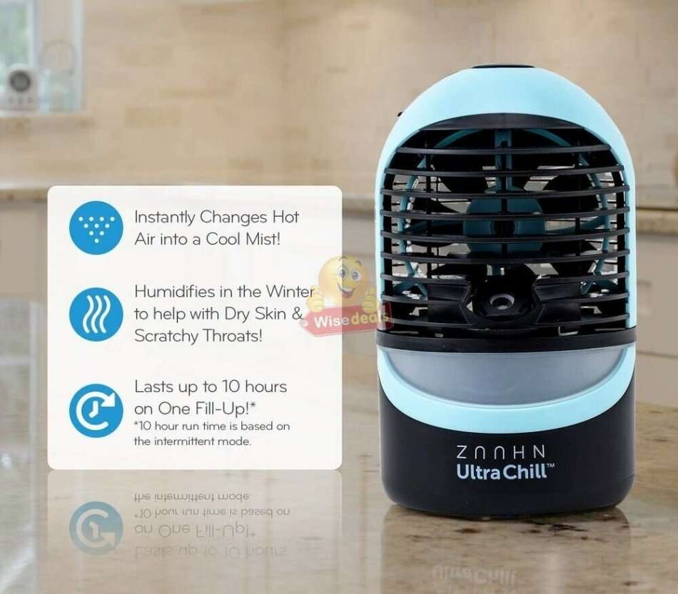 Ultra Chill Personal Cooler & Humidifier, Improves Air Quality, Aroma Diffuser, LED Reading Light