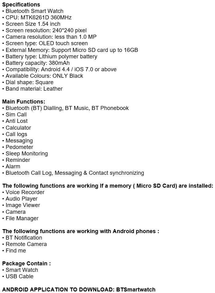 New Fashion Sport Smart Watch with Leather Strap Support Sim & SD Card, Touch Screen, etc