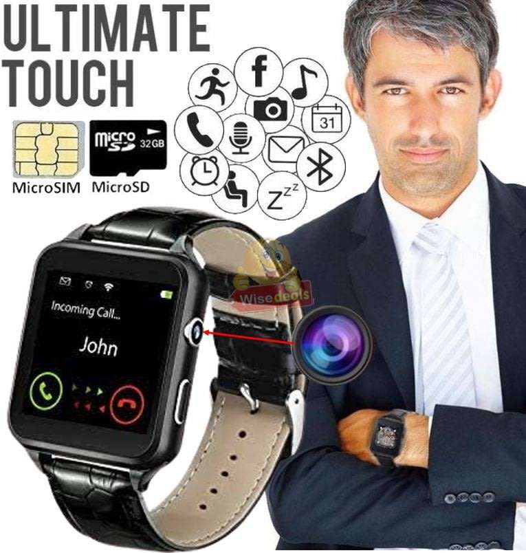 New Fashion Sport Smart Watch with Leather Strap Support Sim & SD Card, Touch Screen, etc
