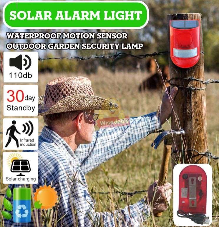 Waterproof Motion Sensor LED SOLAR ALARM LIGHT - Your all-in-one Security Necessity PLUS USB Backup