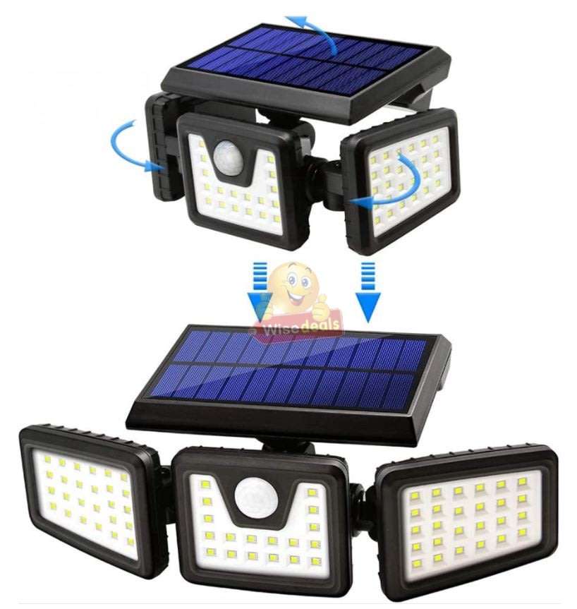 Solar Flood Light, 78 LED, 3 adjustable heads, 3 modes, 2400mAH battery
