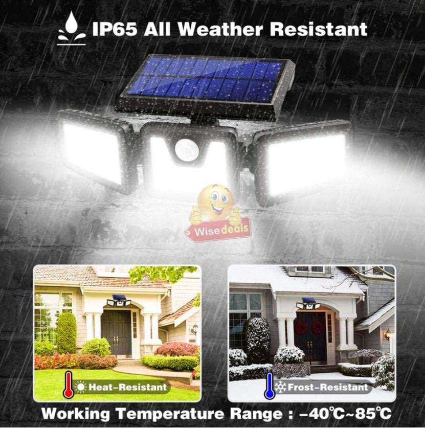 Solar Flood Light, 78 LED, 3 adjustable heads, 3 modes, 2400mAH battery