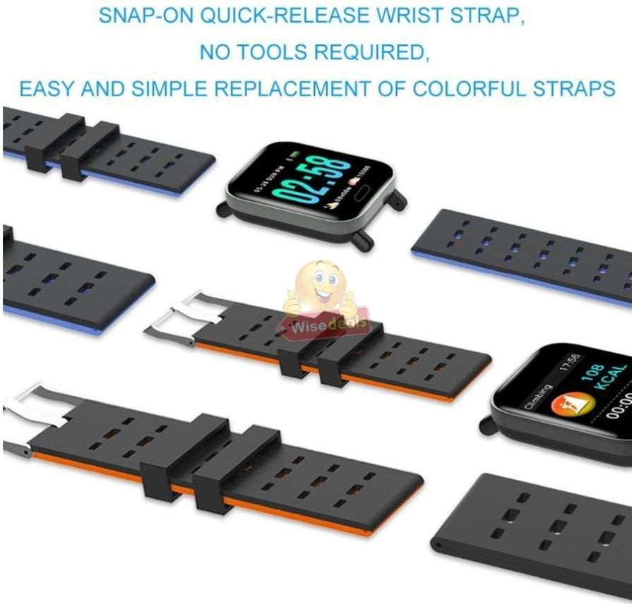 Bluetooth Fitness Smart Watch - Monitor Heart Rate, Blood Pressure, Blood Oxygen, Calorie, Distance