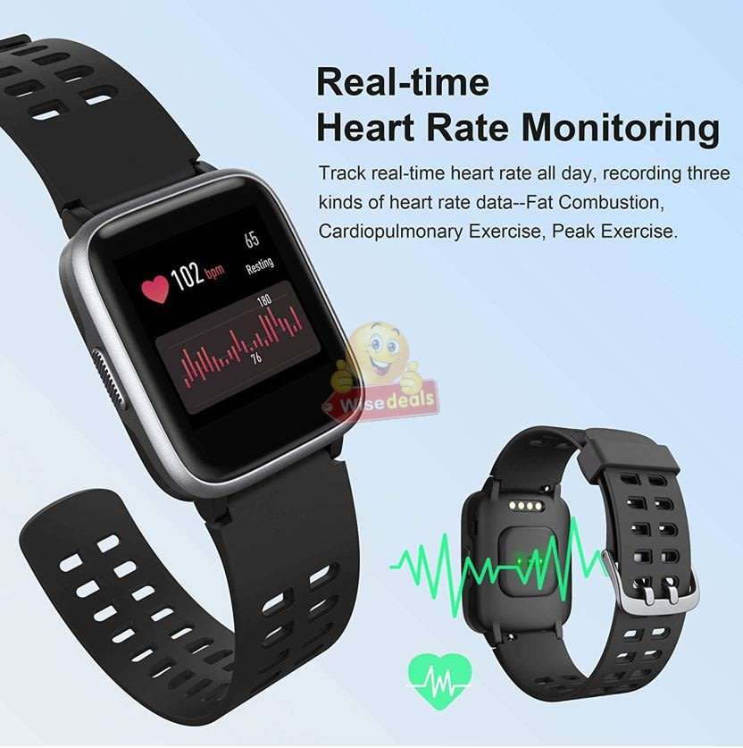 Bluetooth Fitness Smart Watch - Monitor Heart Rate, Blood Pressure, Blood Oxygen, Calorie, Distance