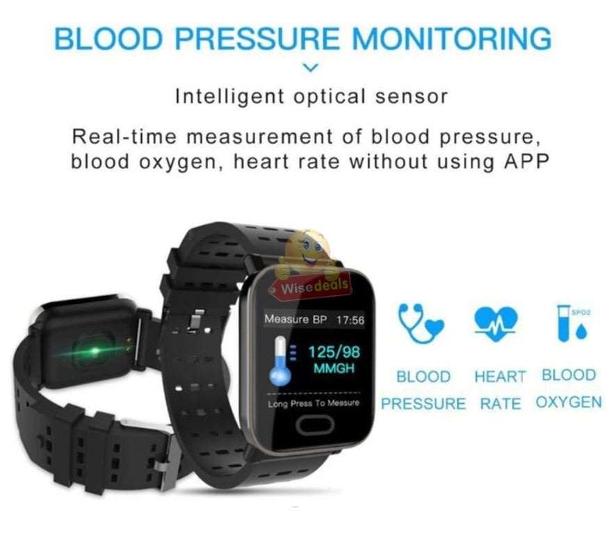 Bluetooth Fitness Smart Watch - Monitor Heart Rate, Blood Pressure, Blood Oxygen, Calorie, Distance