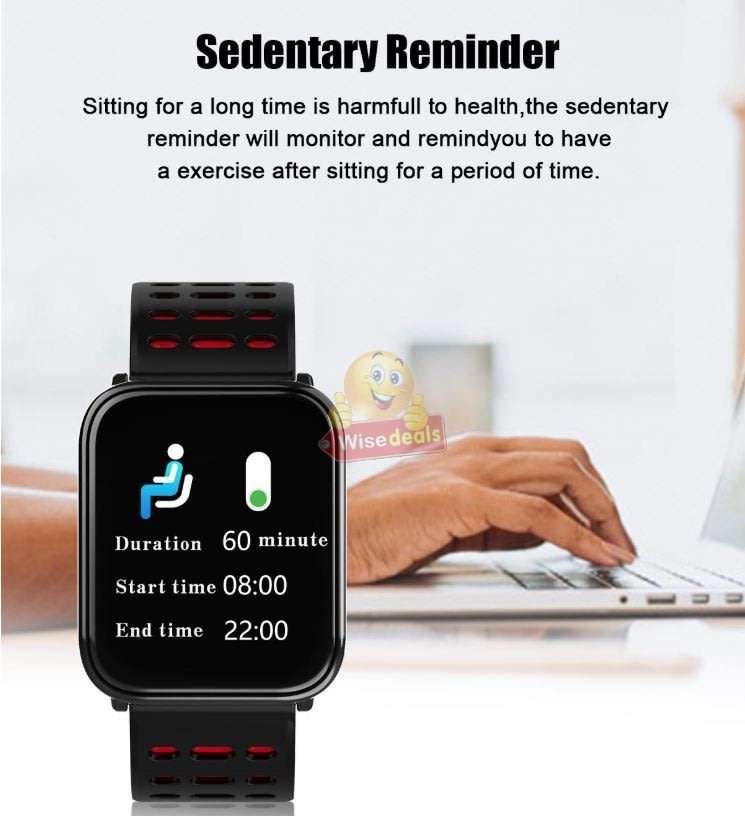 Bluetooth Fitness Smart Watch - Monitor Heart Rate, Blood Pressure, Blood Oxygen, Calorie, Distance