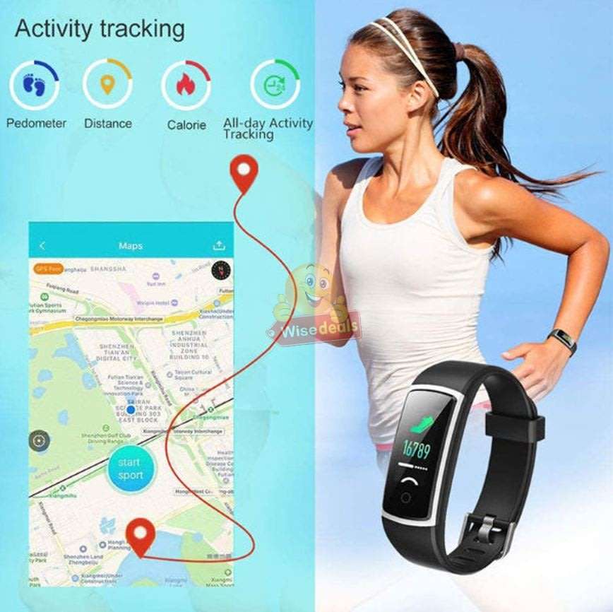 Bluetooth Fitness Smart Watch - Monitor Heart Rate, Blood Pressure, Blood Oxygen, Calorie, Distance
