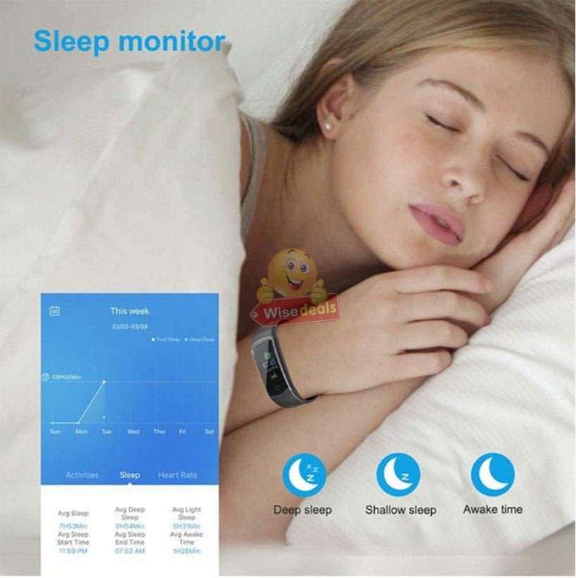 Bluetooth Fitness Smart Watch - Monitor Heart Rate, Blood Pressure, Blood Oxygen, Calorie, Distance