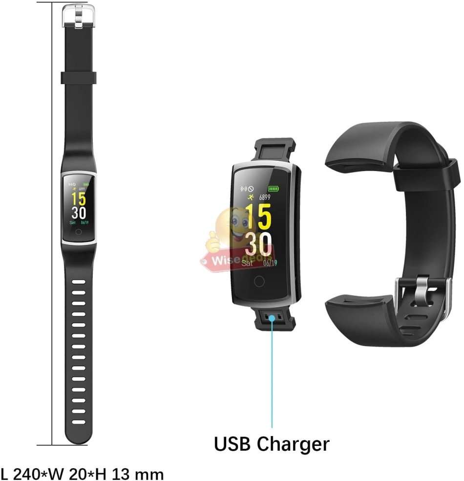 Bluetooth Fitness Smart Watch - Monitor Heart Rate, Blood Pressure, Blood Oxygen, Calorie, Distance