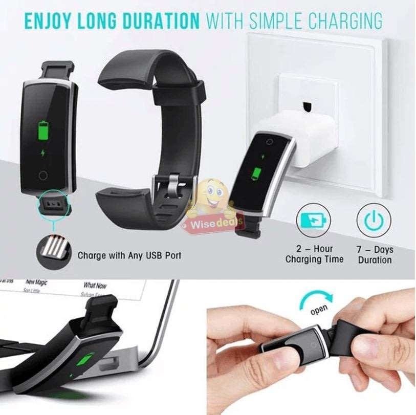 Bluetooth Fitness Smart Watch - Monitor Heart Rate, Blood Pressure, Blood Oxygen, Calorie, Distance