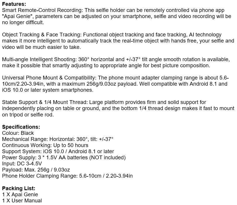 Smart Remote-Control Recording by Apai Genie, Object Tracking, Multi-angle Intelligent Shooting etc