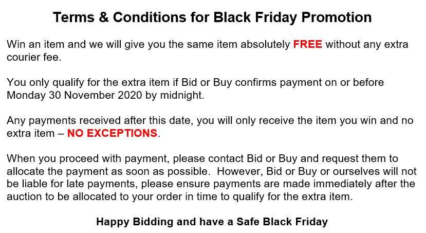 BLACK FRIDAY  WIN ONE GET ONE ABSOLUTELY FREE  See Terms & Conditions and Description below