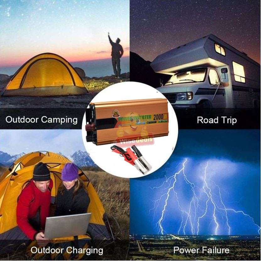 Solar Power Inverter - 2000W Constant Power & 4000W Surge Power, Convert 12V DC to 220V AC