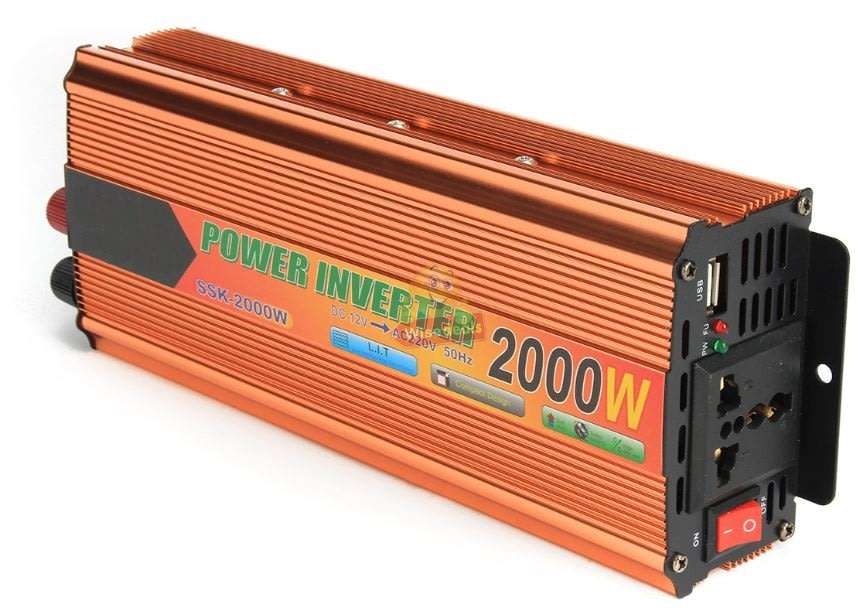 Solar Power Inverter - 2000W Constant Power & 4000W Surge Power, Convert 12V DC to 220V AC
